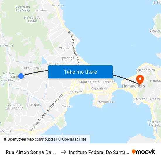 Rua Airton Senna Da Silva 286 to Instituto Federal De Santa Catarina map