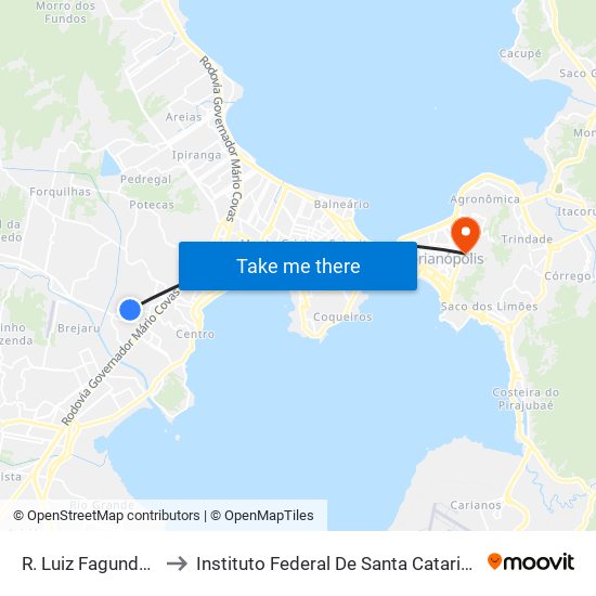 R. Luiz Fagundes to Instituto Federal De Santa Catarina map