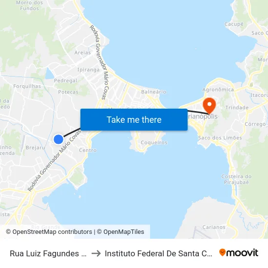 Rua Luiz Fagundes 2469 to Instituto Federal De Santa Catarina map