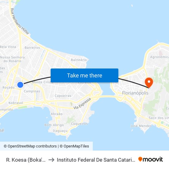 R. Koesa (Boka'S) to Instituto Federal De Santa Catarina map