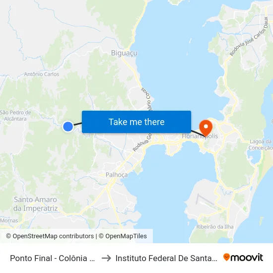 Ponto Final - Colônia Santana to Instituto Federal De Santa Catarina map