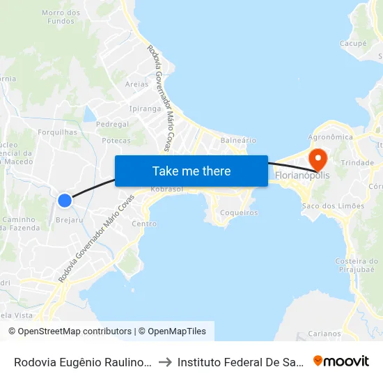 Rodovia Eugênio Raulino Koerich,250 to Instituto Federal De Santa Catarina map