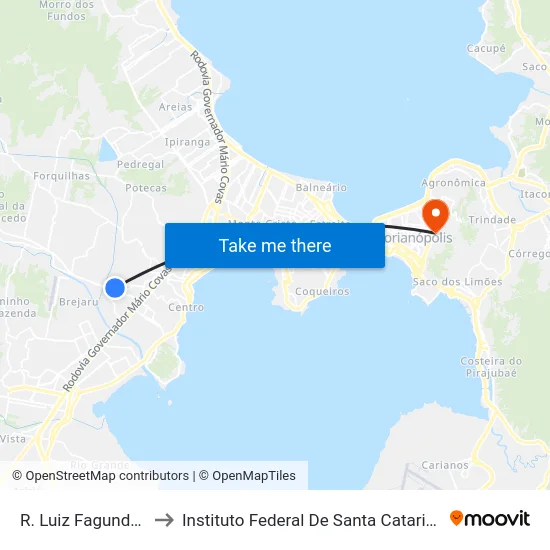 R. Luiz Fagundes to Instituto Federal De Santa Catarina map