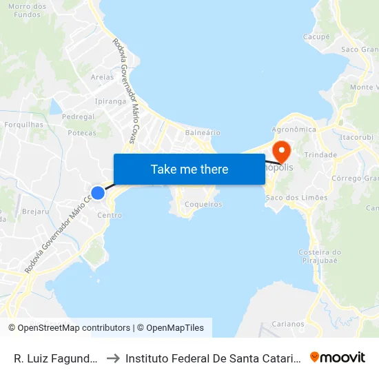 R. Luiz Fagundes to Instituto Federal De Santa Catarina map
