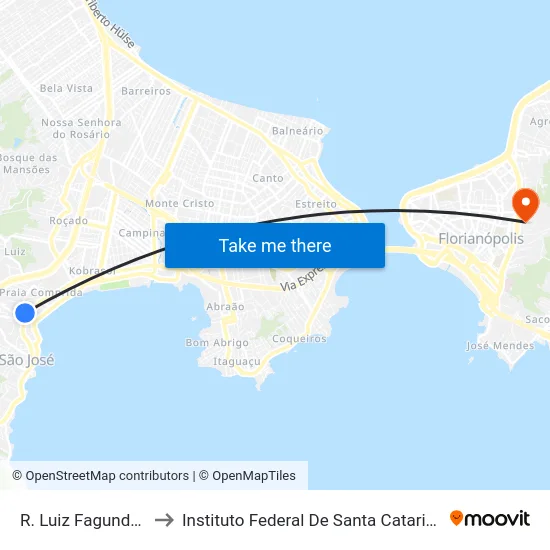 R. Luiz Fagundes to Instituto Federal De Santa Catarina map