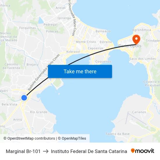 Marginal Br-101 to Instituto Federal De Santa Catarina map