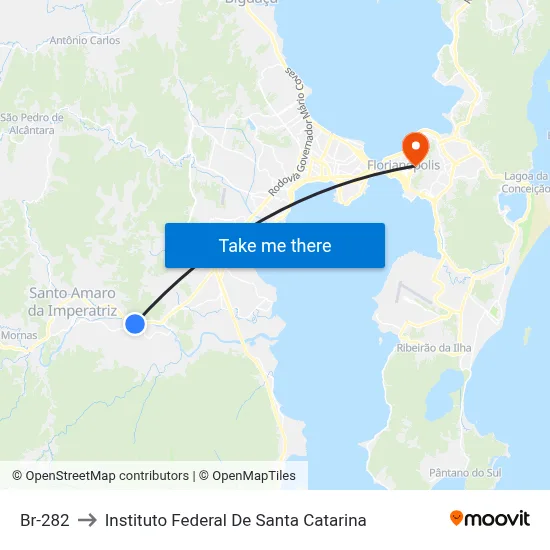 Br-282 to Instituto Federal De Santa Catarina map