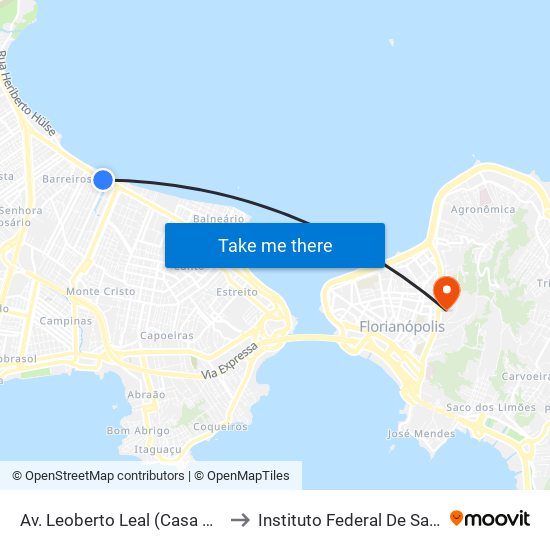 Av. Leoberto Leal (Casa Das Películas) to Instituto Federal De Santa Catarina map