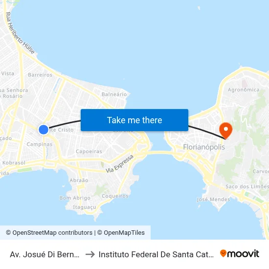 Av. Josué Di Bernardi to Instituto Federal De Santa Catarina map