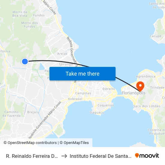 R. Reinaldo Ferreira De Souza to Instituto Federal De Santa Catarina map
