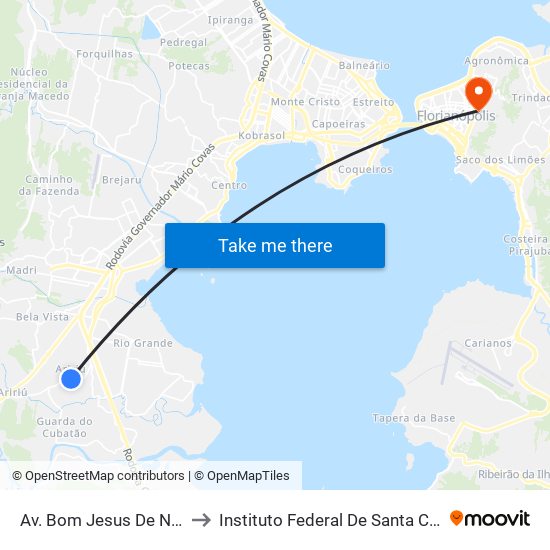 Av. Bom Jesus De Nazaré to Instituto Federal De Santa Catarina map