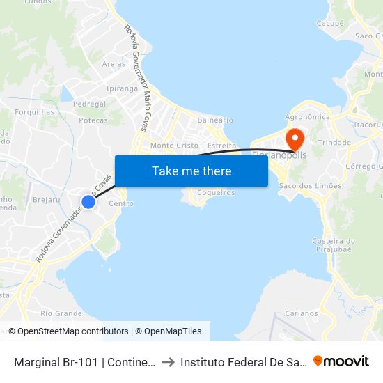 Marginal Br-101 | Continente Shopping to Instituto Federal De Santa Catarina map