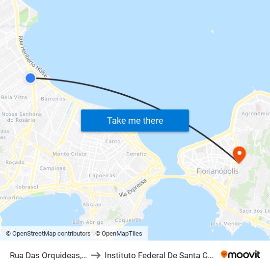 Rua Das Orquideas, 135 to Instituto Federal De Santa Catarina map