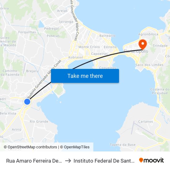 Rua Amaro Ferreira De Macedo to Instituto Federal De Santa Catarina map