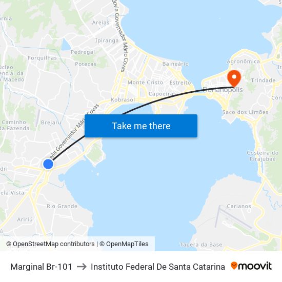 Marginal Br-101 to Instituto Federal De Santa Catarina map