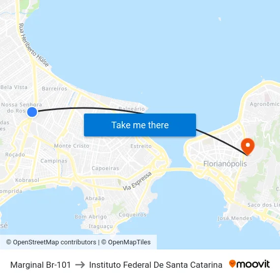Marginal Br-101 to Instituto Federal De Santa Catarina map