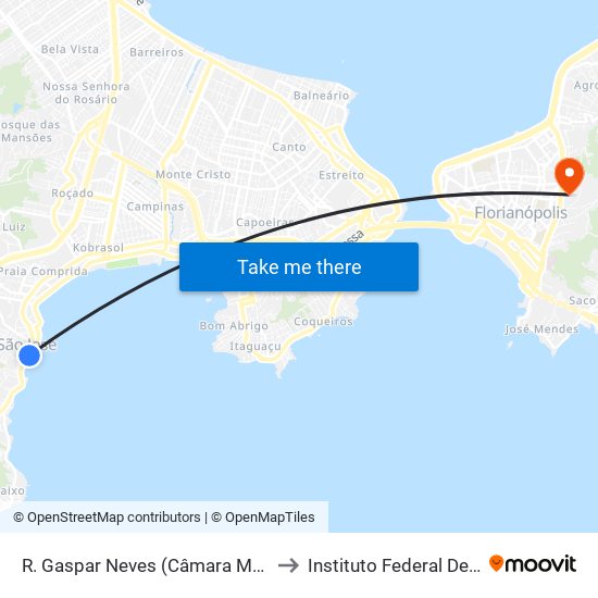 R. Gaspar Neves (Câmara Municipal De São José) to Instituto Federal De Santa Catarina map