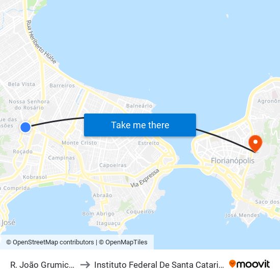 R. João Grumiche to Instituto Federal De Santa Catarina map