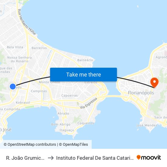 R. João Grumiche to Instituto Federal De Santa Catarina map