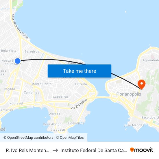 R. Ivo Reis Montenegro to Instituto Federal De Santa Catarina map