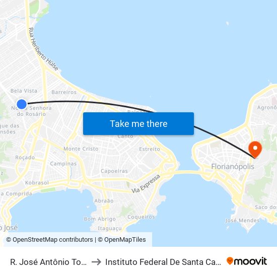 R. José Antônio Tomaz to Instituto Federal De Santa Catarina map