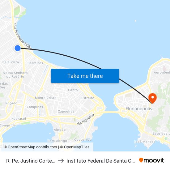 R. Pe. Justino Cortegens to Instituto Federal De Santa Catarina map