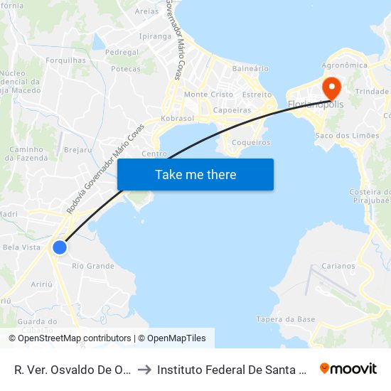 R. Ver. Osvaldo De Oliveira to Instituto Federal De Santa Catarina map
