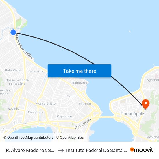 R. Álvaro Medeiros Santiago to Instituto Federal De Santa Catarina map