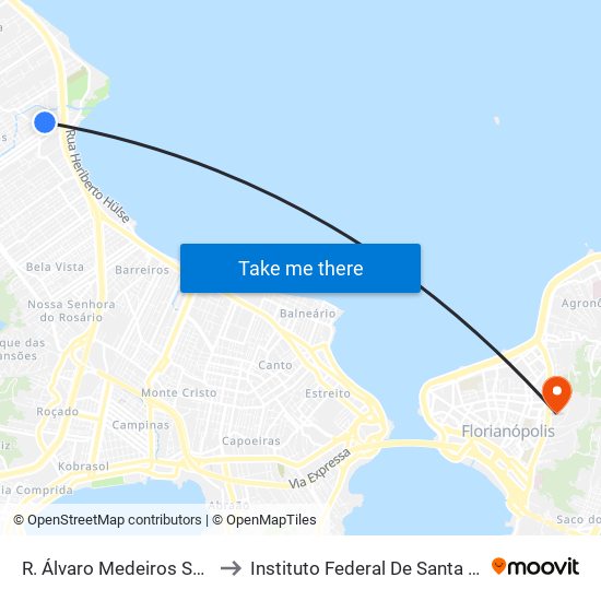 R. Álvaro Medeiros Santiago to Instituto Federal De Santa Catarina map