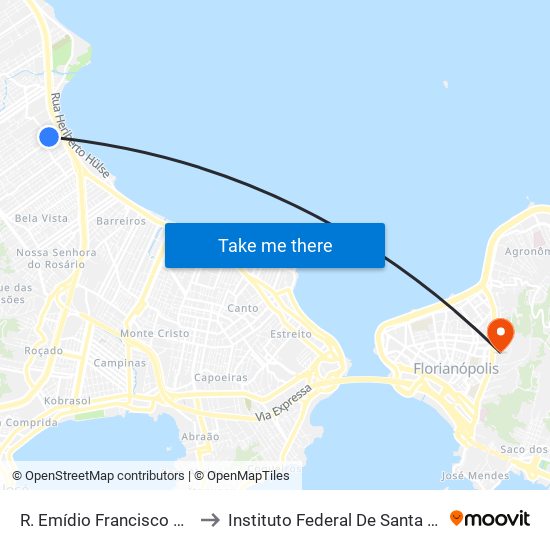 R. Emídio Francisco Da Silva to Instituto Federal De Santa Catarina map