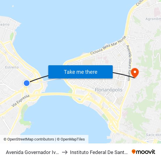 Avenida Governador Ivo Silveira to Instituto Federal De Santa Catarina map