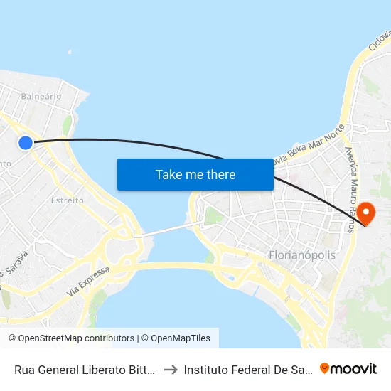 Rua General Liberato Bittencourt, 1773 to Instituto Federal De Santa Catarina map