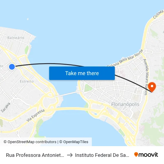 Rua Professora Antonieta De Barros to Instituto Federal De Santa Catarina map