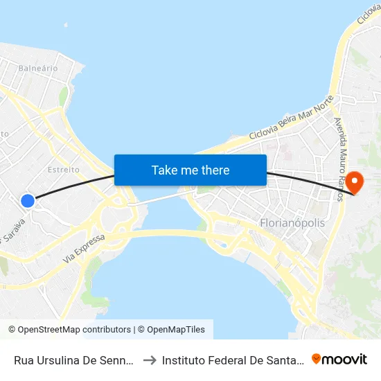 Rua Ursulina De Senna Castro to Instituto Federal De Santa Catarina map
