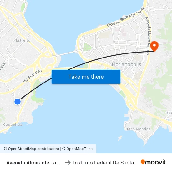 Avenida Almirante Tamandaré to Instituto Federal De Santa Catarina map