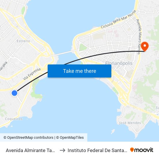 Avenida Almirante Tamandaré to Instituto Federal De Santa Catarina map
