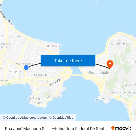 Rua José Machado Simas, S/N to Instituto Federal De Santa Catarina map