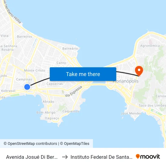 Avenida Josué Di Bernardi, 34 to Instituto Federal De Santa Catarina map