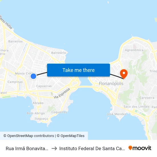 Rua Irmã Bonavita 792 to Instituto Federal De Santa Catarina map