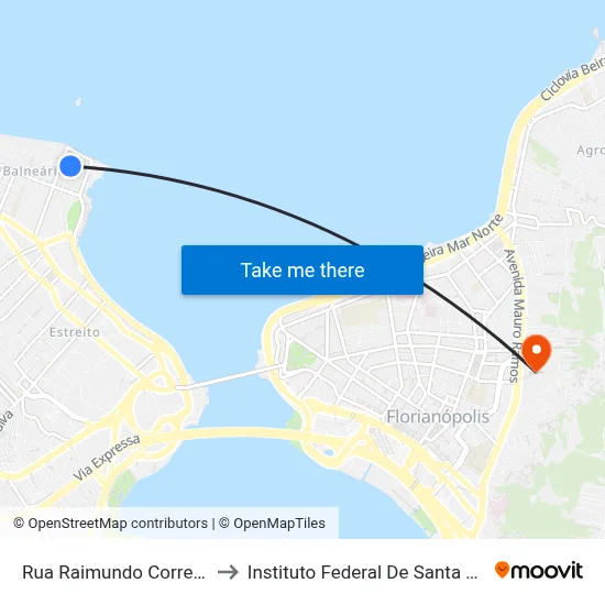 Rua Raimundo Correia, 632 to Instituto Federal De Santa Catarina map
