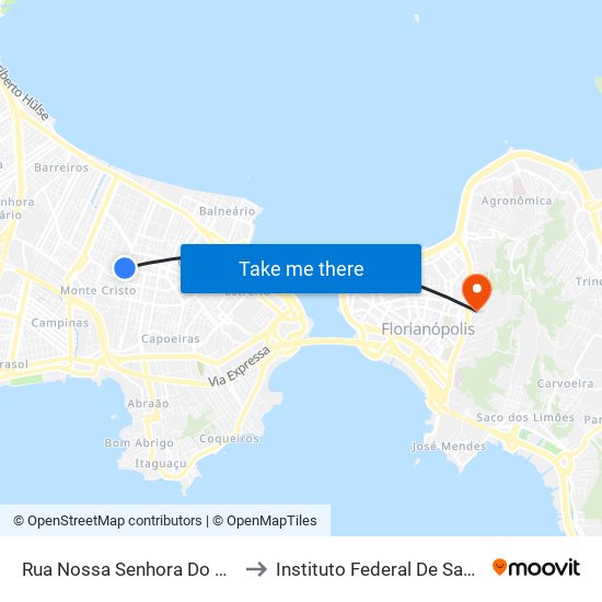 Rua Nossa Senhora Do Rosário, 799 to Instituto Federal De Santa Catarina map