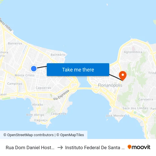 Rua Dom Daniel Hostim, 179 to Instituto Federal De Santa Catarina map