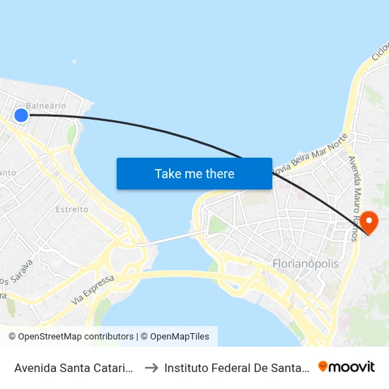 Avenida Santa Catarina, 1350 to Instituto Federal De Santa Catarina map
