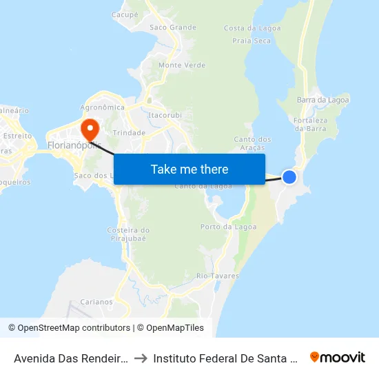 Avenida Das Rendeiras, 67 to Instituto Federal De Santa Catarina map