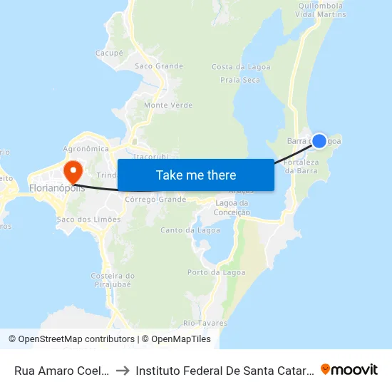 Rua Amaro Coelho to Instituto Federal De Santa Catarina map
