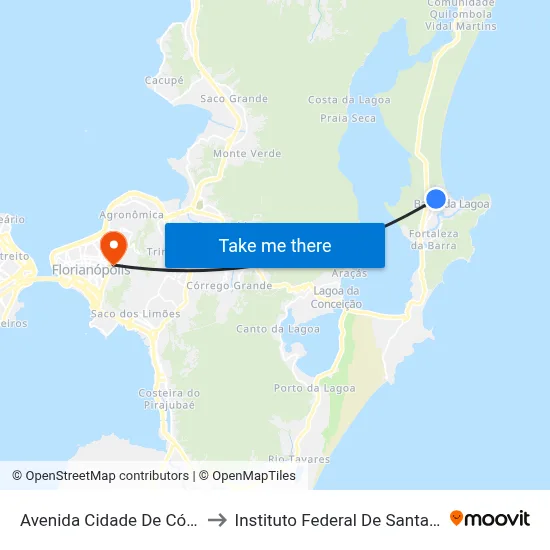 Avenida Cidade De Córdoba, 6 to Instituto Federal De Santa Catarina map