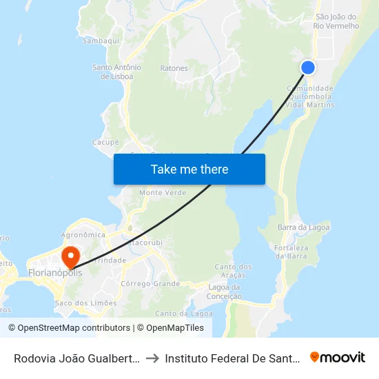 Rodovia João Gualberto Soares to Instituto Federal De Santa Catarina map