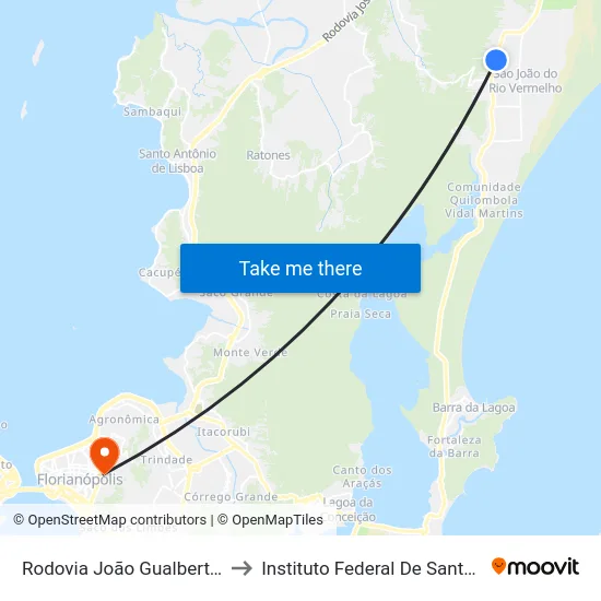 Rodovia João Gualberto Soares to Instituto Federal De Santa Catarina map