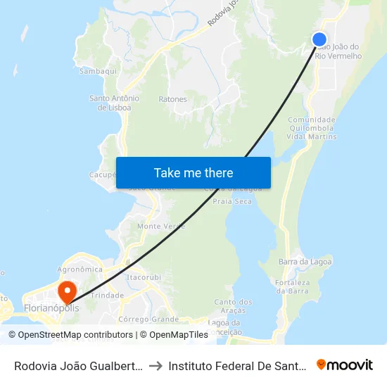 Rodovia João Gualberto Soares to Instituto Federal De Santa Catarina map