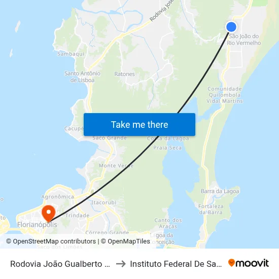 Rodovia João Gualberto Soares, 4894 to Instituto Federal De Santa Catarina map